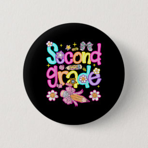 Preppy Second Grade Back To School 2nd Grade Girl 6 Cm Round Badge