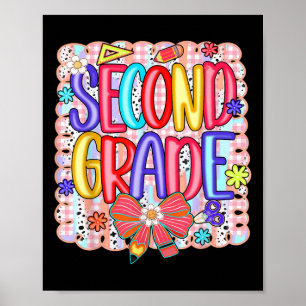 Preppy Second Grade Back To School 2nd Grade Girl Poster