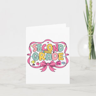 Preppy Second Grade Back To School 2nd Grade Pink Card