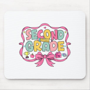 Preppy Second Grade Back To School 2nd Grade Pink Mouse Pad