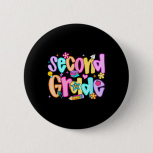 Preppy Second Grade Back To School 2nd Grade Teach 6 Cm Round Badge