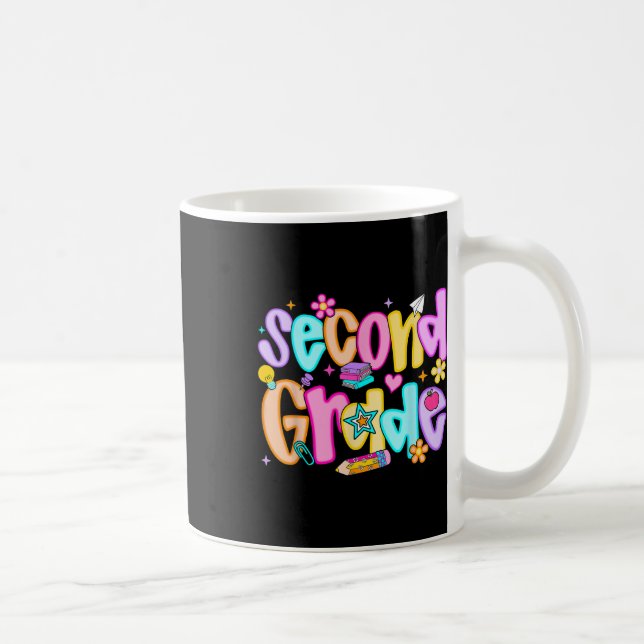 Preppy Second Grade Back To School 2nd Grade Teach Coffee Mug (Right)