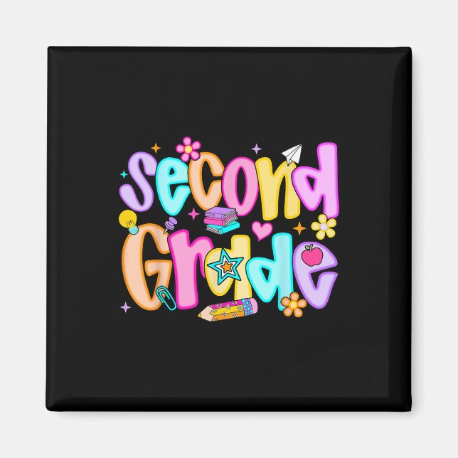 Preppy Second Grade Back To School 2nd Grade Teach Magnet (Front)