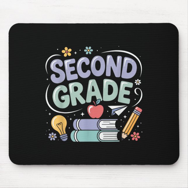 Preppy Second Grade Back To School 2nd Grade Teach Mouse Pad (Front)