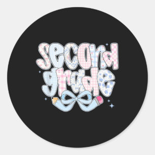 Preppy Second Grade Back To School Coquette 2nd Gr Classic Round Sticker