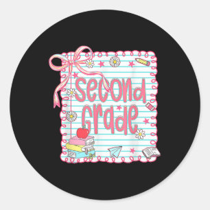 Preppy Second Grade Back To School Coquette 2nd Gr Classic Round Sticker