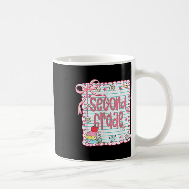 Preppy Second Grade Back To School Coquette 2nd Gr Coffee Mug (Right)