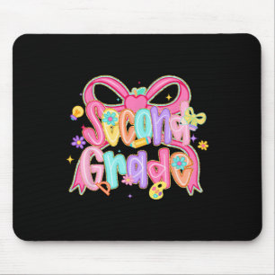 Preppy Second Grade Back To School Coquette Bow Te Mouse Pad