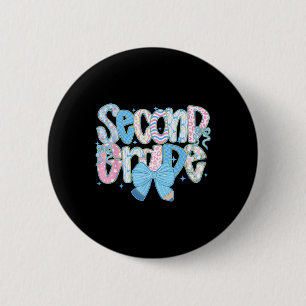 Preppy Second Grade Back To School Floral Teachers 6 Cm Round Badge