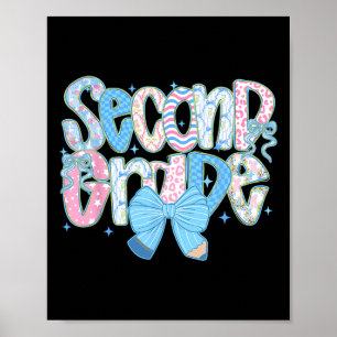 Preppy Second Grade Back To School Floral Teachers Poster