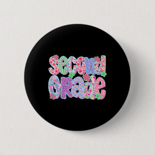 Preppy Second Grade Back To School Teachers Girls 6 Cm Round Badge