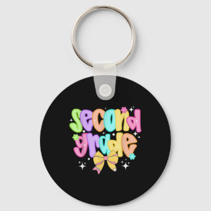 Preppy Second Grade Teacher Team Bow Back To Schoo Key Ring