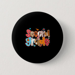 Preppy Second Grade Teacher Team Crew Ck To School 6 Cm Round Badge
