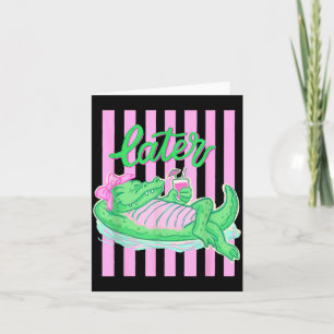 Preppy See Ya Gator Alligator Beach Vacation Card