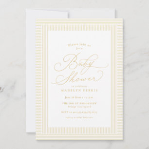 Preppy seersucker stripe yellow baby shower invitation