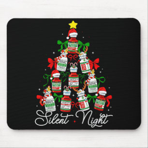 Preppy Silent Night Christmas Coquette Bow Nurse G Mouse Pad