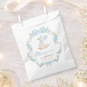 Preppy Silly Goose Blue Bow Boy Baby Shower Favour Bag