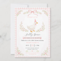 Preppy Silly Goose Pink Bow Girl Baby Shower