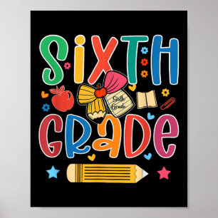 Preppy Sixth Grade Back To School 6th Grade Teache Poster