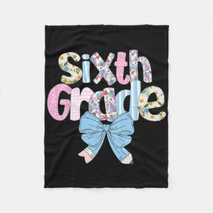 Preppy Sixth Grade Teacher Blue Floral Coquette Pe Fleece Blanket