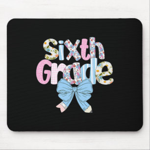 Preppy Sixth Grade Teacher Blue Floral Coquette Pe Mouse Pad