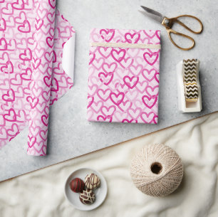 Preppy Small Hearts Pink Wrapping Paper