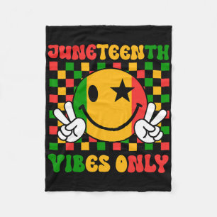 Preppy Smile Face Groovy Juneteenth Vibes Only 186 Fleece Blanket