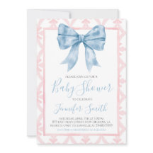 Preppy Southern Blue Bow Girl Baby Shower