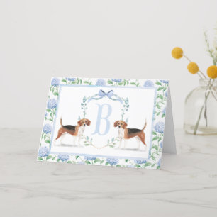 Preppy Southern Blue Boy Beagle Baby Shower Thank You Card