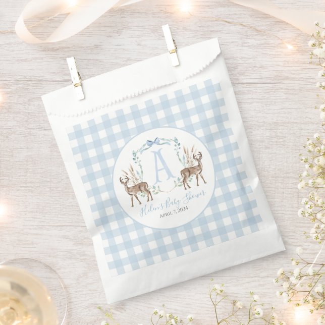 Preppy Southern Blue Boy Deer Baby Shower Favour Bag (Clipped)
