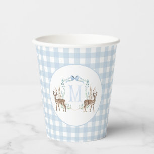 Preppy Southern Blue Boy Deer Baby Shower Paper Cups