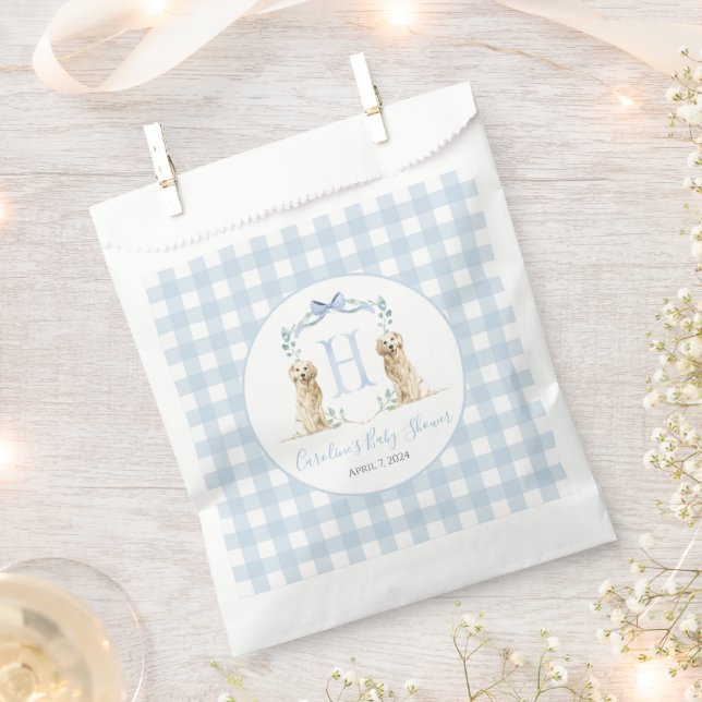 Preppy Southern Blue Boy Dog Baby Shower Favour Bag (Clipped)