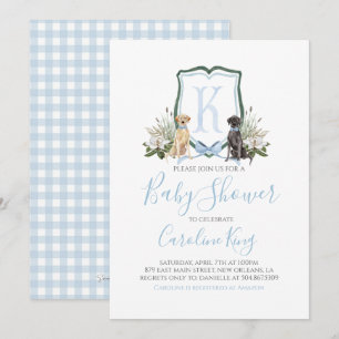 Preppy Southern Blue Boy Dog Baby Shower Invitatio Invitation
