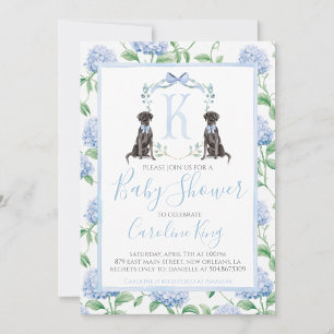 Preppy Southern Blue Boy Dog Baby Shower Invitation