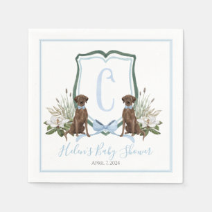 Preppy Southern Blue Boy Dog Baby Shower Napkin