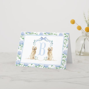 Preppy Southern Blue Boy Dog Baby Shower Thank You Card