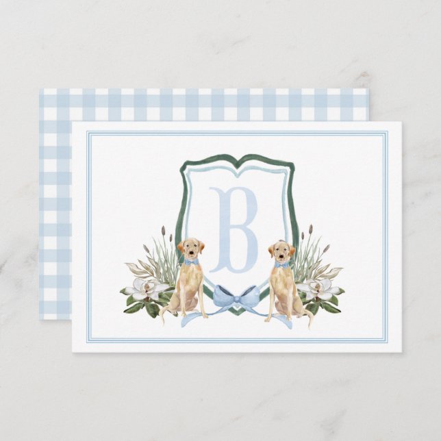 Preppy Southern Blue Boy Dog Baby Shower Thank You Card (Front/Back)