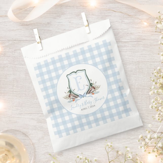 Preppy Southern Blue Boy Duck Baby Shower Favour Bag (Clipped)