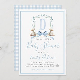 Preppy Southern Blue Boy Duck Baby Shower Invitation