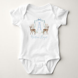 Preppy Southern Blue Deer Boy Baby Shower Baby Bodysuit