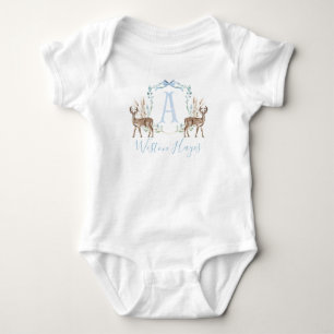 Preppy Southern Blue Deer Boy Baby Shower Bodysuit