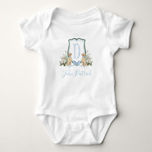 Preppy Southern Blue Dog Boy Baby Shower Baby  Baby Bodysuit