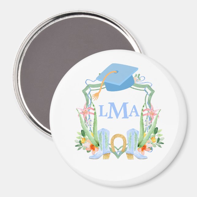 Preppy Southern Cowgirl Monogram Graduation Magnet (Front/Back)
