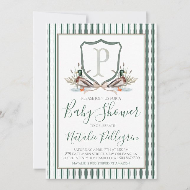 Preppy Southern Duck Boy Baby Shower Invitation (Creator Uploaded)