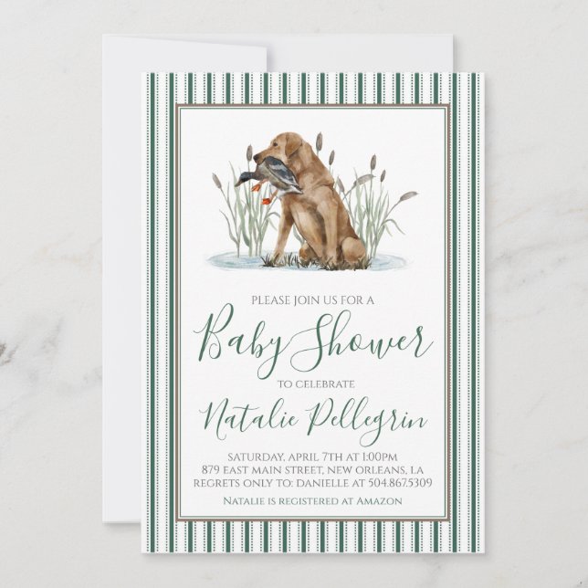 Preppy Southern Duck Hunter Baby Shower Invitation (Front)