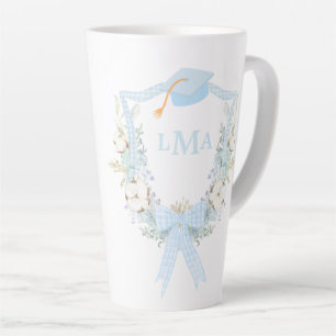 Preppy Southern Gingham Monogram Graduation Latte Mug