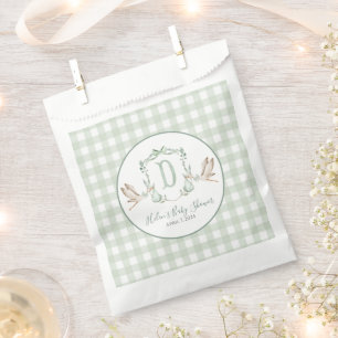 Preppy Southern Green Boy Stork Baby Shower Favour Bag
