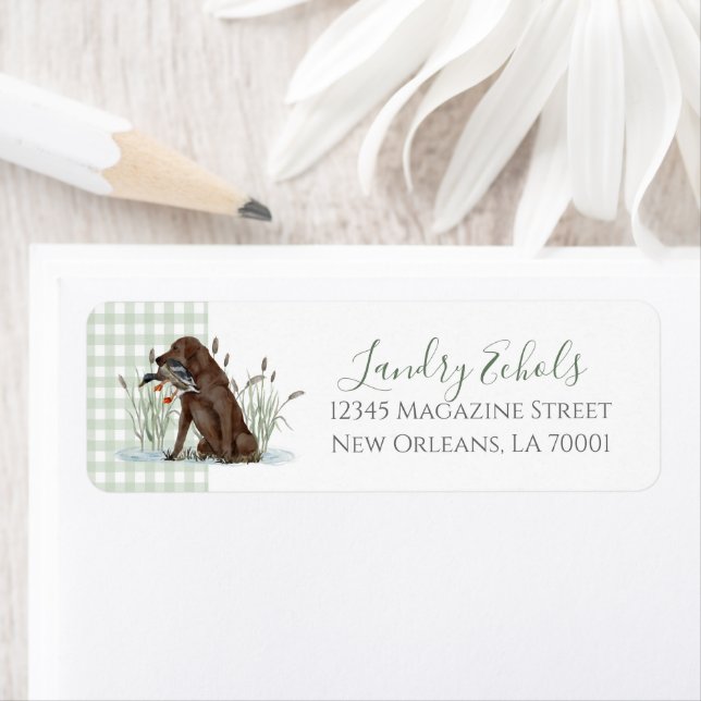 Preppy Southern Green Duck Dog Address Labels (Insitu)
