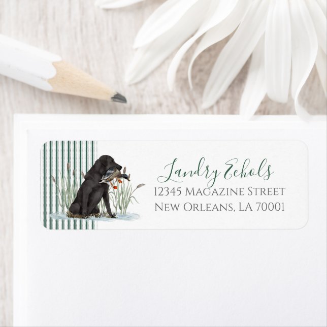 Preppy Southern Green Duck Dog Address Labels (Insitu)
