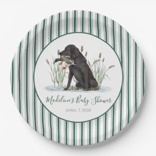 Preppy Southern Green Duck Dog Baby Shower Paper Plate